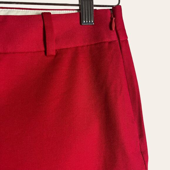 J.Crew Winnie Crimson Red Scalloped Hem Ankle Trouser Pants Size 2 - Picture 3 of 10